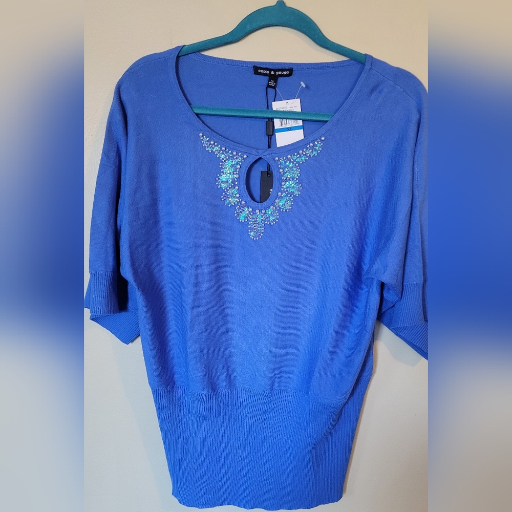 Blue Embellished Women's Top